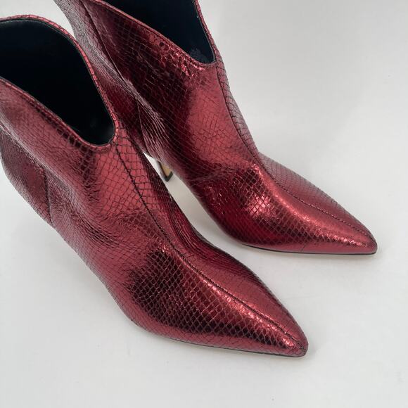 Marc Fisher LTD Boots Size 6 Haylian Point Toe Ankle Reptile Print Metallic Heel - Picture 7 of 15